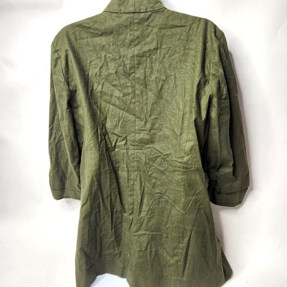 Kenneth Cole Women's Large Green Blazer Linen Blend - Picture 3 of 8